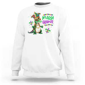 Mardi Grawr Gras Cute Bead Dinosaur Sweatshirt TS09 White Printyourwear