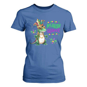 Mardi Grawr Gras Cute Bead Dinosaur T Shirt For Women TS09 Royal Blue Print Your Wear