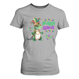 Mardi Grawr Gras Cute Bead Dinosaur T Shirt For Women TS09 Sport Gray Print Your Wear