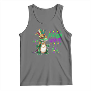 Mardi Grawr Gras Cute Bead Dinosaur Tank Top TS09 Black Heather Print Your Wear
