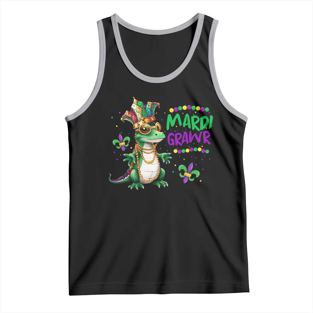 Mardi Grawr Gras Cute Bead Dinosaur Tank Top TS09 Black Athletic Heather Print Your Wear