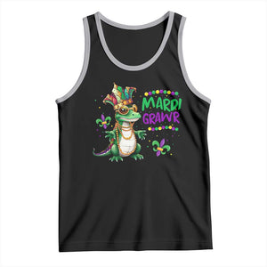 Mardi Grawr Gras Cute Bead Dinosaur Tank Top TS09 Black Athletic Heather Print Your Wear