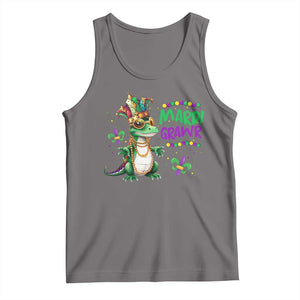 Mardi Grawr Gras Cute Bead Dinosaur Tank Top TS09 Deep Heather Print Your Wear