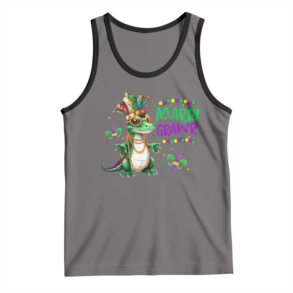 Mardi Grawr Gras Cute Bead Dinosaur Tank Top TS09 Deep Heather Black Print Your Wear