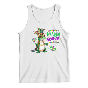 Mardi Grawr Gras Cute Bead Dinosaur Tank Top TS09 White Print Your Wear