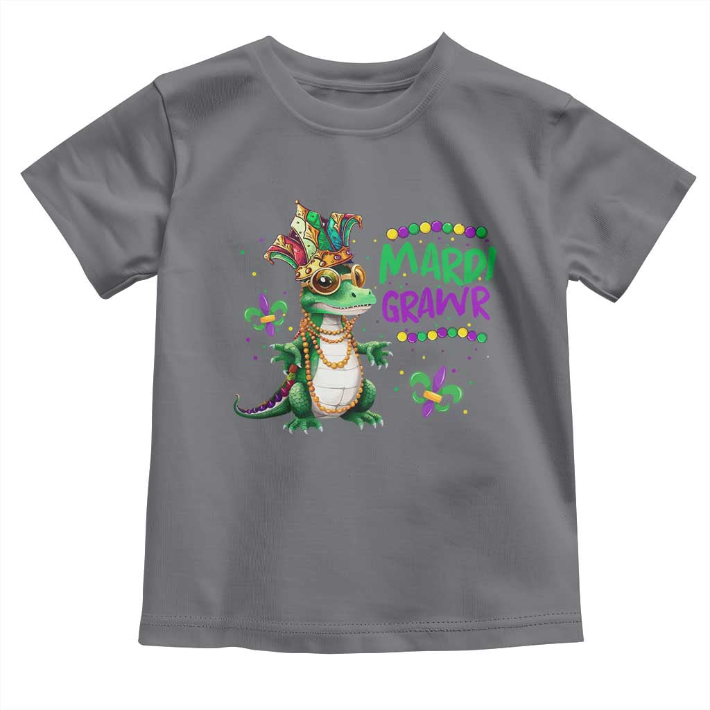 Mardi Grawr Gras Cute Bead Dinosaur Toddler T Shirt TS09 Charcoal Print Your Wear