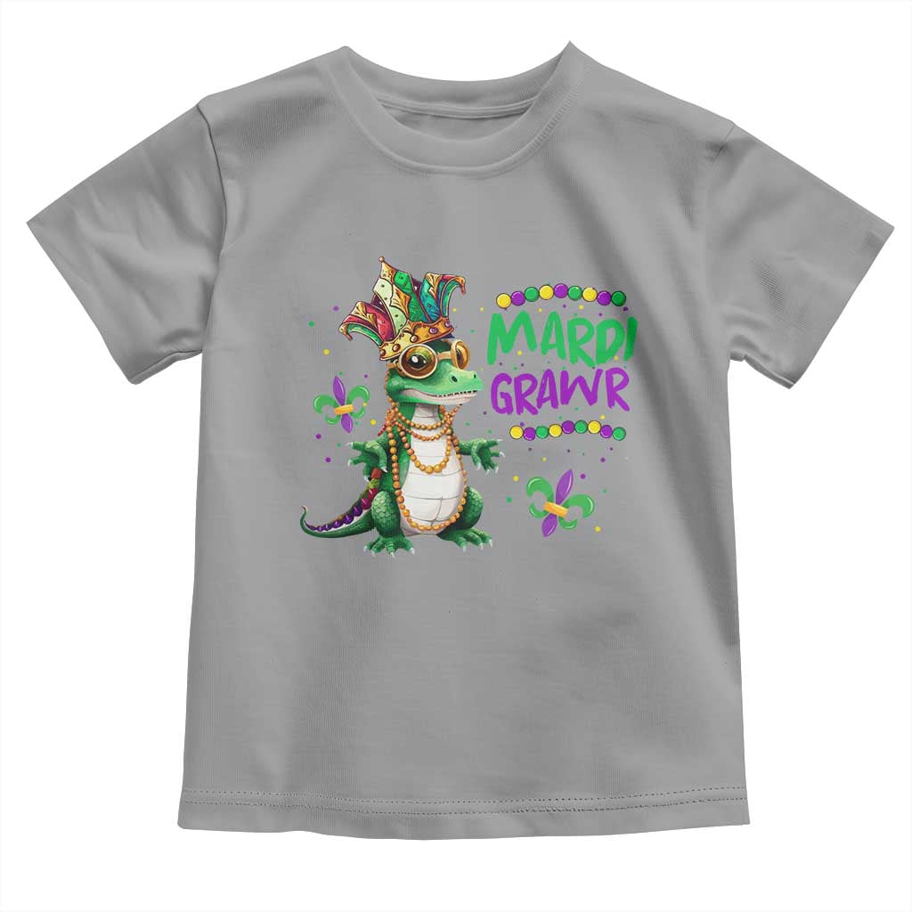 Mardi Grawr Gras Cute Bead Dinosaur Toddler T Shirt TS09 Sport Gray Print Your Wear