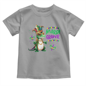 Mardi Grawr Gras Cute Bead Dinosaur Toddler T Shirt TS09 Sport Gray Print Your Wear