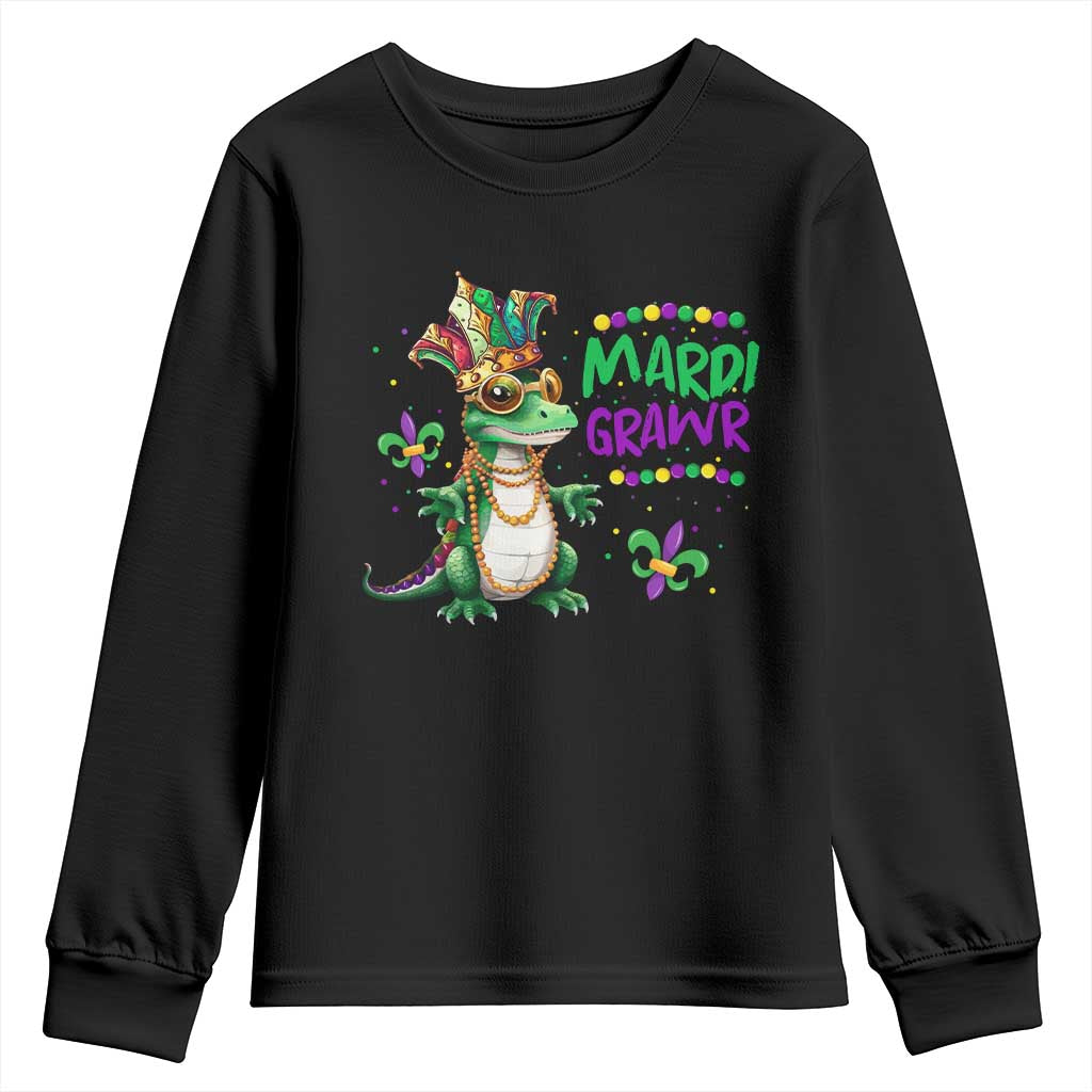 Mardi Grawr Gras Cute Bead Dinosaur Youth Sweatshirt TS09 Black Print Your Wear