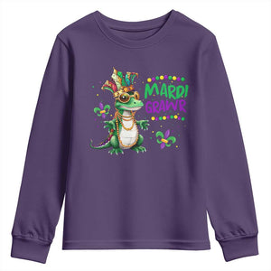 Mardi Grawr Gras Cute Bead Dinosaur Youth Sweatshirt TS09 Purple Print Your Wear