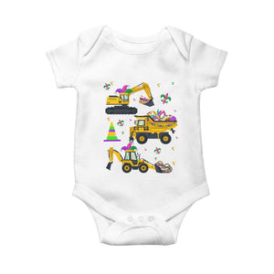 Mardi Gras Baby Onesie Jester Construction Vehicle Truck Fat Tuesday New Orleans TS09 White Print Your Wear
