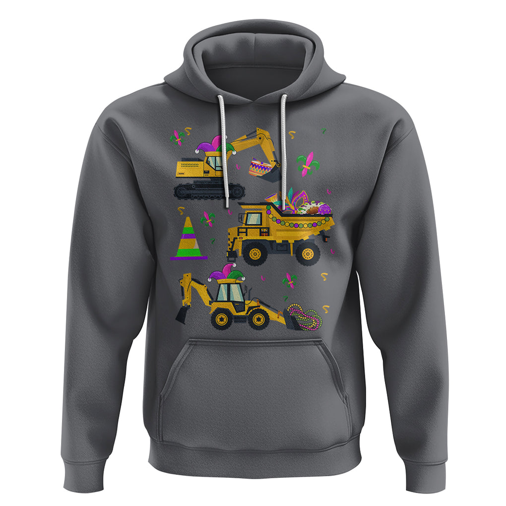 Mardi Gras Hoodie Jester Construction Vehicle Truck Fat Tuesday New Orleans TS09 Charcoal Printyourwear