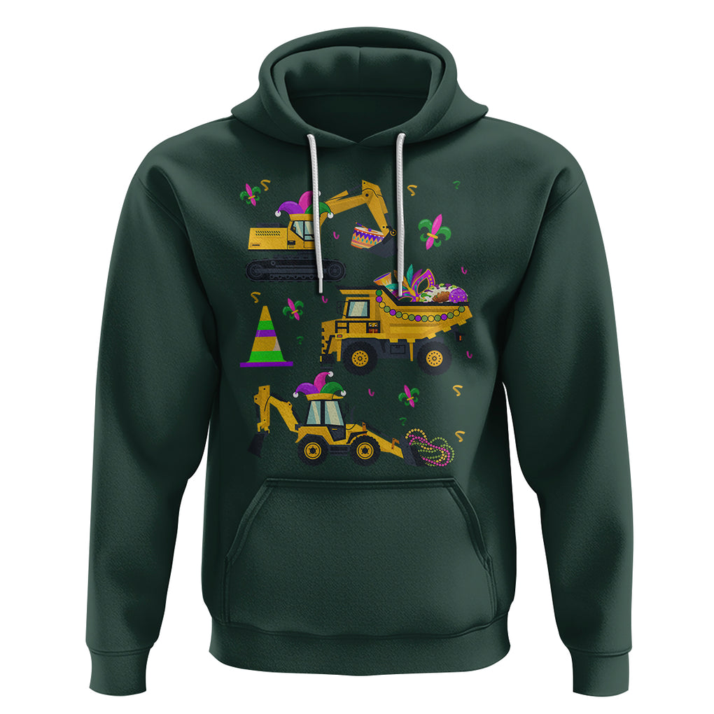 Mardi Gras Hoodie Jester Construction Vehicle Truck Fat Tuesday New Orleans TS09 Dark Forest Green Printyourwear