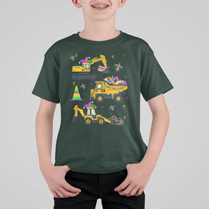 Mardi Gras T Shirt For Kid Jester Construction Vehicle Truck Fat Tuesday New Orleans TS09 Dark Forest Green Printyourwear