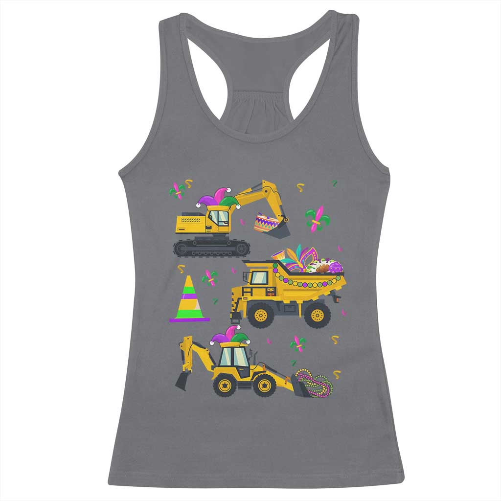 Mardi Gras Racerback Tank Top Jester Construction Vehicle Truck Fat Tuesday New Orleans TS09 Charcoal Print Your Wear
