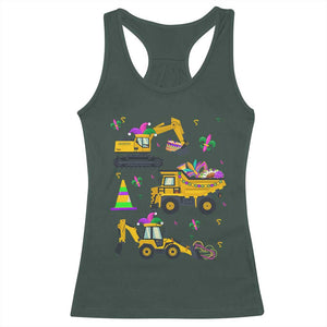 Mardi Gras Racerback Tank Top Jester Construction Vehicle Truck Fat Tuesday New Orleans TS09 Dark Forest Green Print Your Wear