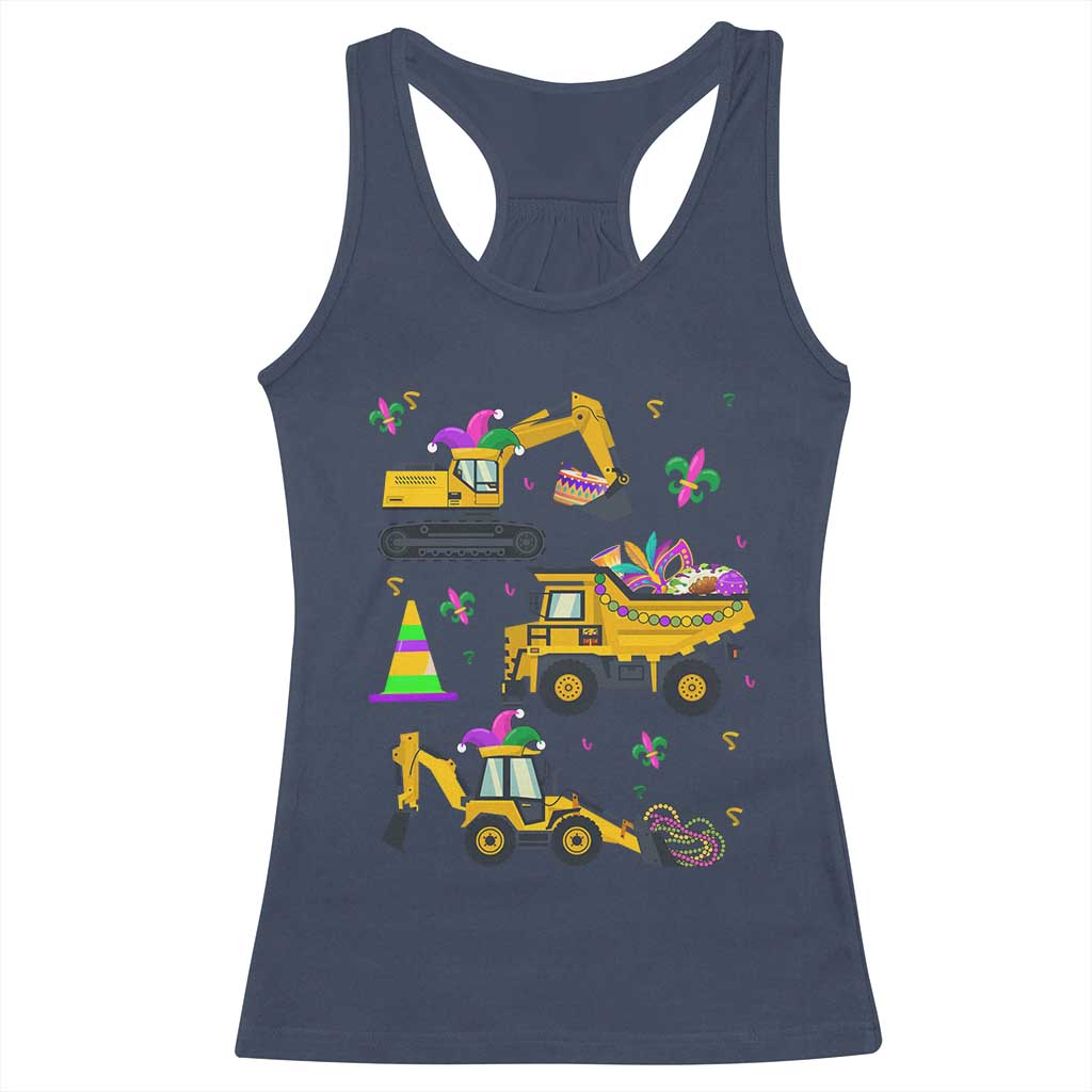 Mardi Gras Racerback Tank Top Jester Construction Vehicle Truck Fat Tuesday New Orleans TS09 Navy Print Your Wear