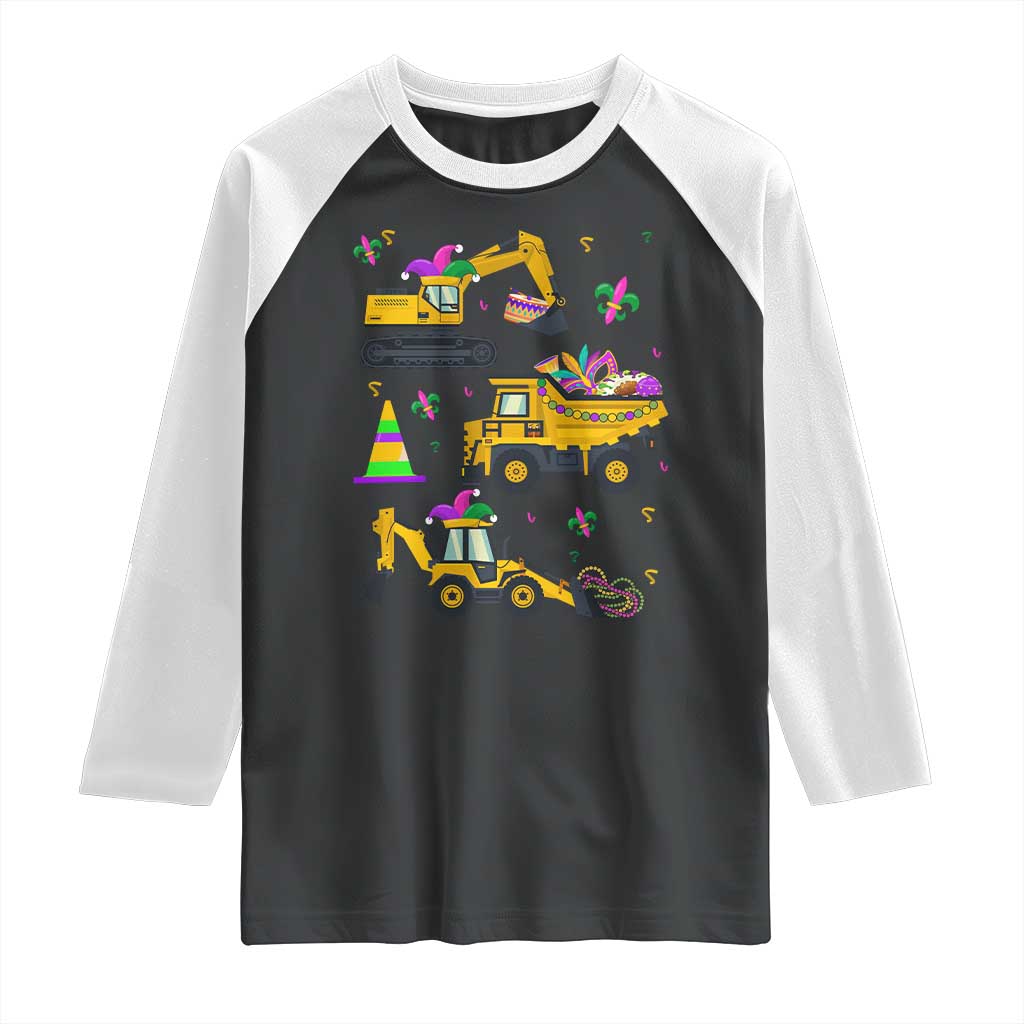 Mardi Gras Raglan Shirt Jester Construction Vehicle Truck Fat Tuesday New Orleans TS09 Black White Print Your Wear
