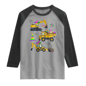 Mardi Gras Raglan Shirt Jester Construction Vehicle Truck Fat Tuesday New Orleans TS09 Sport Gray Black Print Your Wear