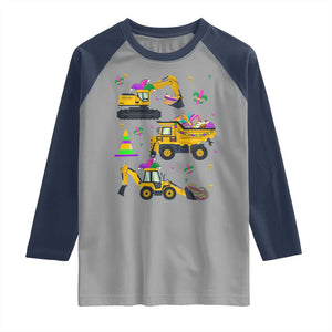 Mardi Gras Raglan Shirt Jester Construction Vehicle Truck Fat Tuesday New Orleans TS09 Sport Gray Navy Print Your Wear