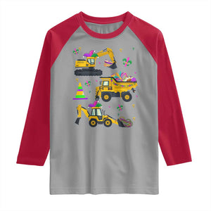 Mardi Gras Raglan Shirt Jester Construction Vehicle Truck Fat Tuesday New Orleans TS09 Sport Gray Red Print Your Wear