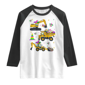 Mardi Gras Raglan Shirt Jester Construction Vehicle Truck Fat Tuesday New Orleans TS09 White Black Print Your Wear
