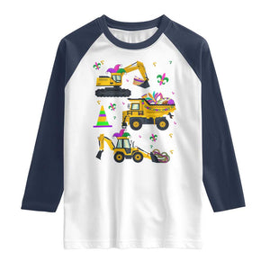 Mardi Gras Raglan Shirt Jester Construction Vehicle Truck Fat Tuesday New Orleans TS09 White Navy Print Your Wear