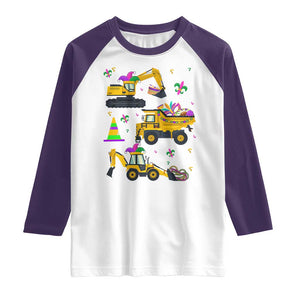 Mardi Gras Raglan Shirt Jester Construction Vehicle Truck Fat Tuesday New Orleans TS09 White Purple Print Your Wear