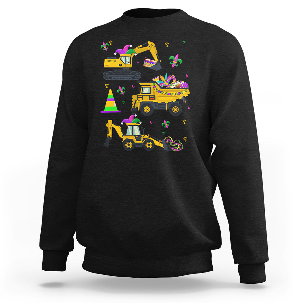 Mardi Gras Sweatshirt Jester Construction Vehicle Truck Fat Tuesday New Orleans TS09 Black Printyourwear