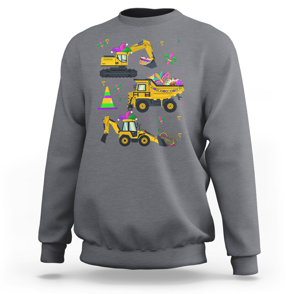 Mardi Gras Sweatshirt Jester Construction Vehicle Truck Fat Tuesday New Orleans TS09 Charcoal Printyourwear