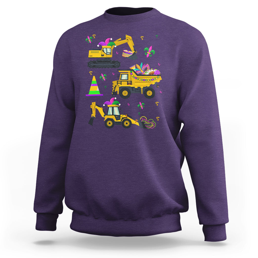 Mardi Gras Sweatshirt Jester Construction Vehicle Truck Fat Tuesday New Orleans TS09 Purple Printyourwear