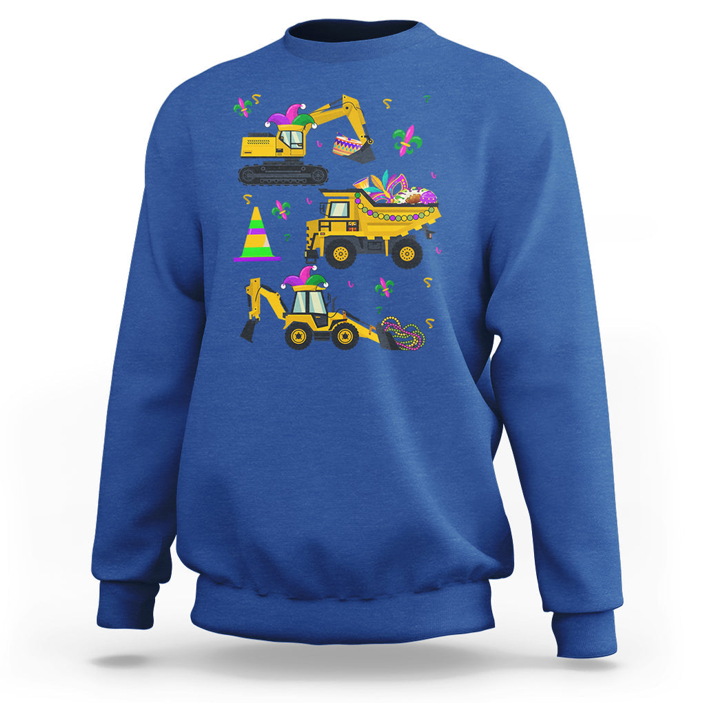 Mardi Gras Sweatshirt Jester Construction Vehicle Truck Fat Tuesday New Orleans TS09 Royal Blue Printyourwear