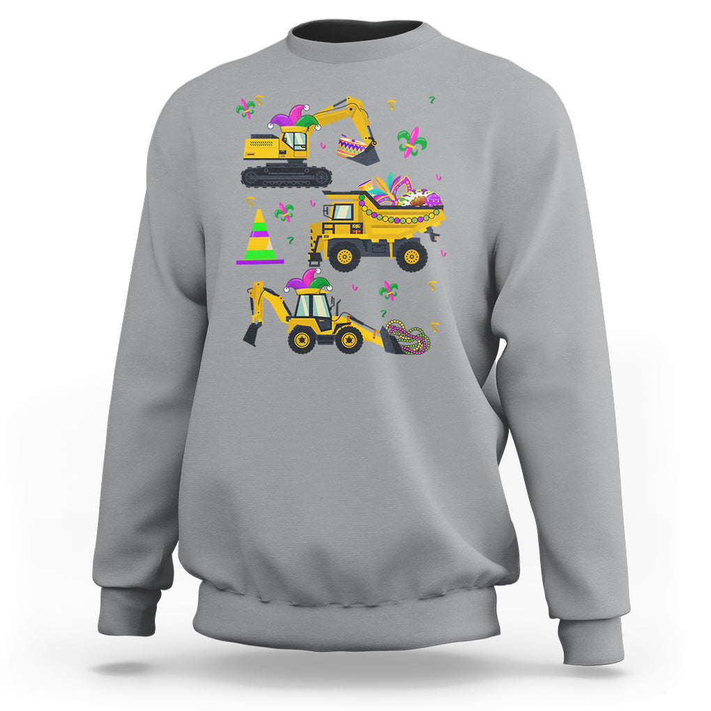 Mardi Gras Sweatshirt Jester Construction Vehicle Truck Fat Tuesday New Orleans TS09 Sport Gray Printyourwear