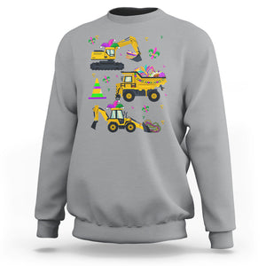 Mardi Gras Sweatshirt Jester Construction Vehicle Truck Fat Tuesday New Orleans TS09 Sport Gray Printyourwear