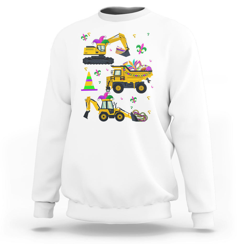 Mardi Gras Sweatshirt Jester Construction Vehicle Truck Fat Tuesday New Orleans TS09 White Printyourwear
