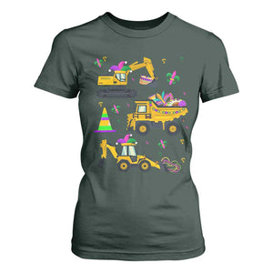 Mardi Gras T Shirt For Women Jester Construction Vehicle Truck Fat Tuesday New Orleans TS09 Dark Forest Green Print Your Wear