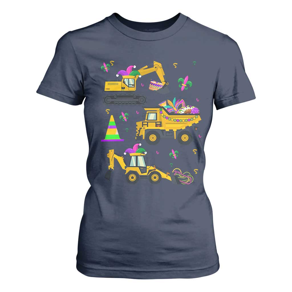 Mardi Gras T Shirt For Women Jester Construction Vehicle Truck Fat Tuesday New Orleans TS09 Navy Print Your Wear