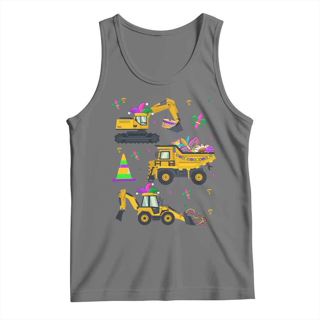 Mardi Gras Tank Top Jester Construction Vehicle Truck Fat Tuesday New Orleans TS09 Black Heather Print Your Wear