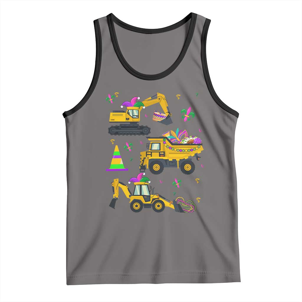 Mardi Gras Tank Top Jester Construction Vehicle Truck Fat Tuesday New Orleans TS09 Deep Heather Black Print Your Wear