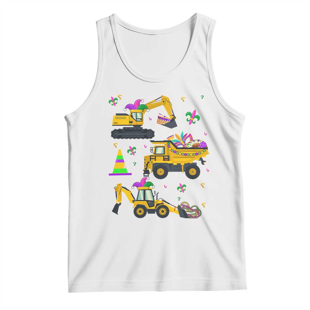 Mardi Gras Tank Top Jester Construction Vehicle Truck Fat Tuesday New Orleans TS09 White Print Your Wear