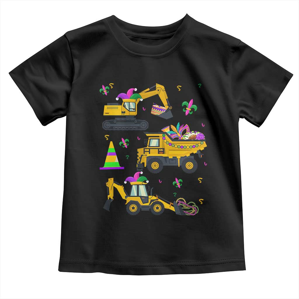 Mardi Gras Toddler T Shirt Jester Construction Vehicle Truck Fat Tuesday New Orleans TS09 Black Print Your Wear