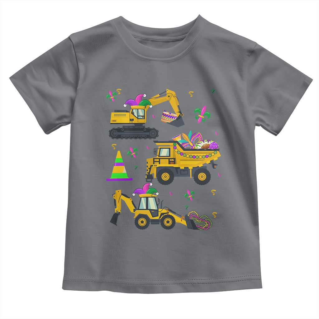 Mardi Gras Toddler T Shirt Jester Construction Vehicle Truck Fat Tuesday New Orleans TS09 Charcoal Print Your Wear