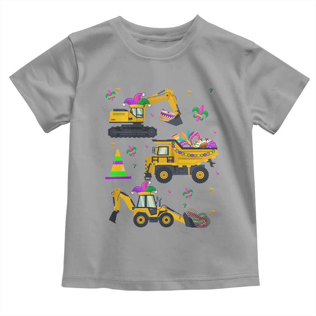 Mardi Gras Toddler T Shirt Jester Construction Vehicle Truck Fat Tuesday New Orleans TS09 Sport Gray Print Your Wear
