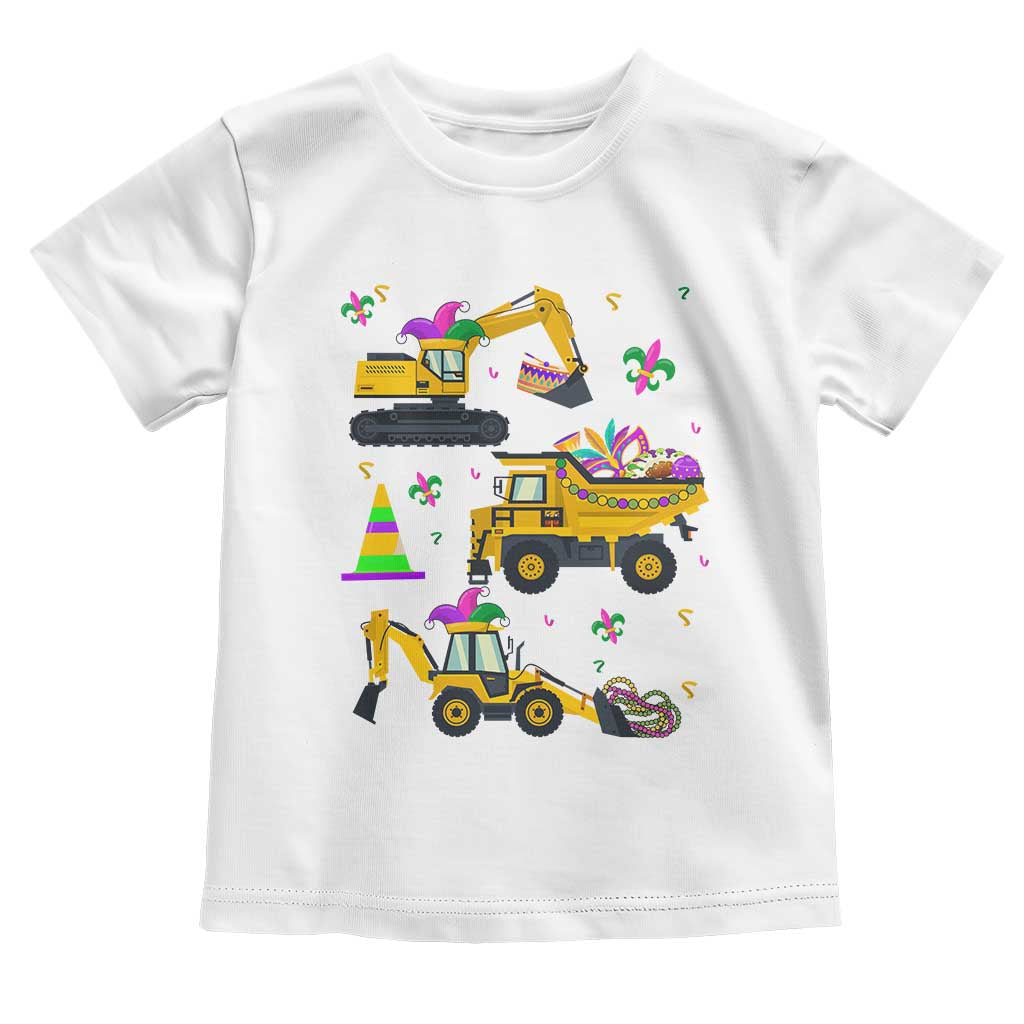 Mardi Gras Toddler T Shirt Jester Construction Vehicle Truck Fat Tuesday New Orleans TS09 White Print Your Wear
