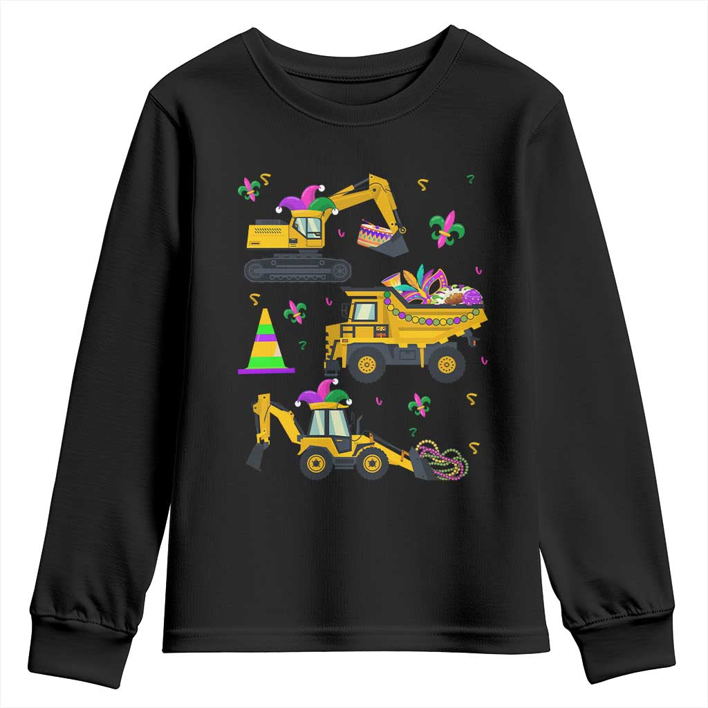 Mardi Gras Youth Sweatshirt Jester Construction Vehicle Truck Fat Tuesday New Orleans TS09 Black Print Your Wear
