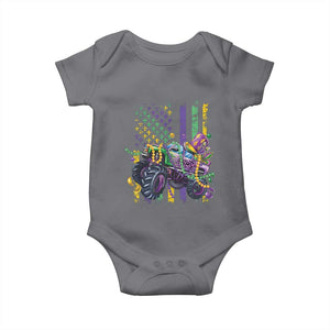 Mardi Gras Monster Truck Beads Flag Baby Onesie TS09 Charcoal Print Your Wear