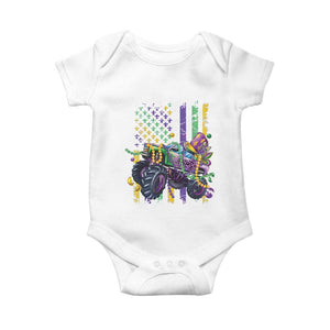 Mardi Gras Monster Truck Beads Flag Baby Onesie TS09 White Print Your Wear