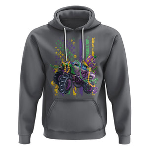 Mardi Gras Monster Truck Beads Flag Hoodie TS09 Charcoal Printyourwear