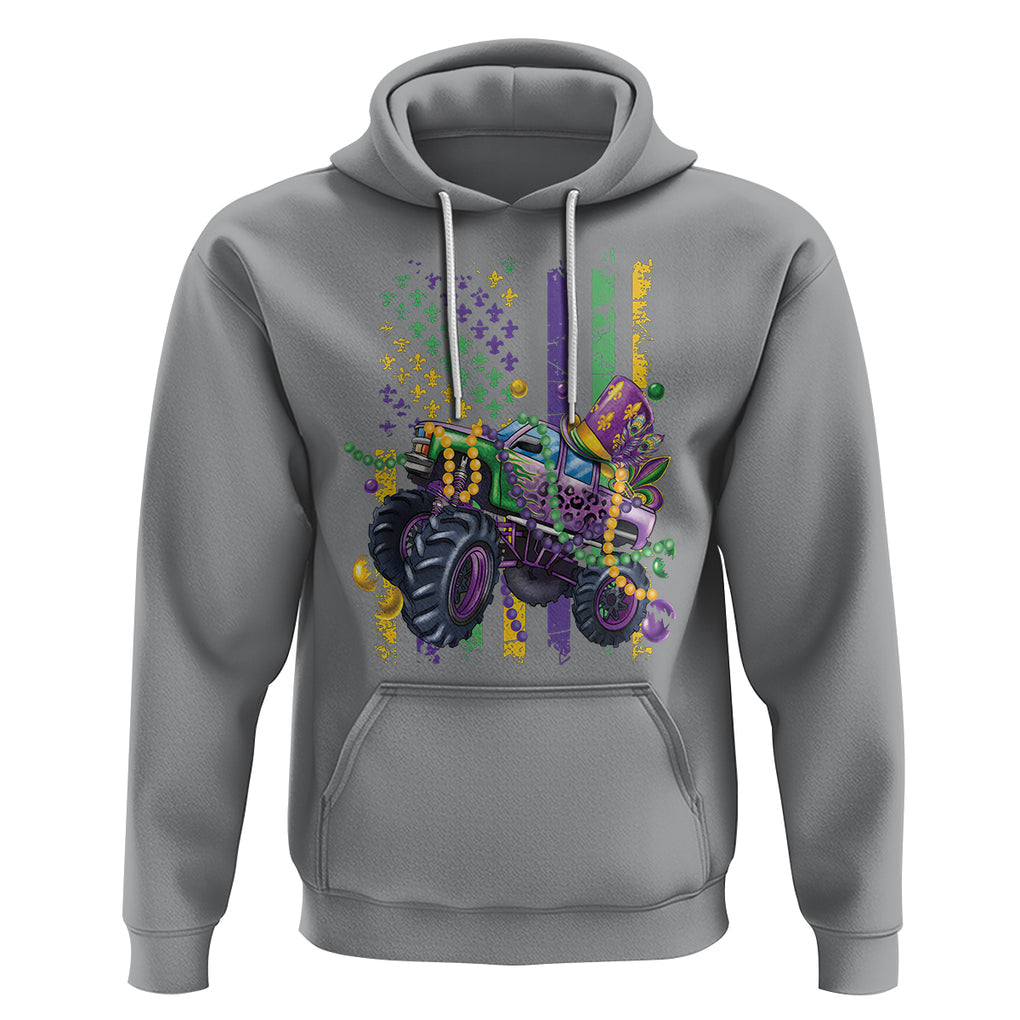 Mardi Gras Monster Truck Beads Flag Hoodie TS09 Sport Gray Printyourwear