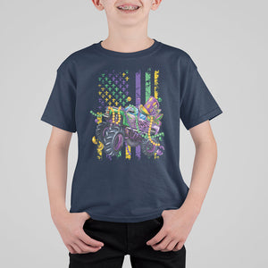 Mardi Gras Monster Truck Beads Flag T Shirt For Kid TS09 Navy Printyourwear